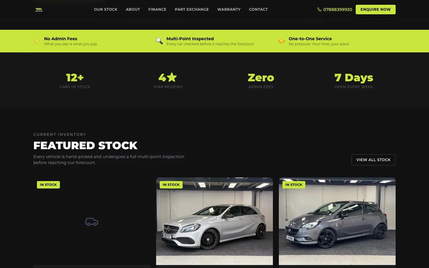 Motor Time Group website detail view 1
