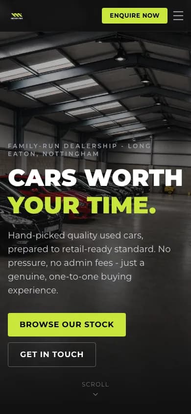 Motor Time Group website on mobile