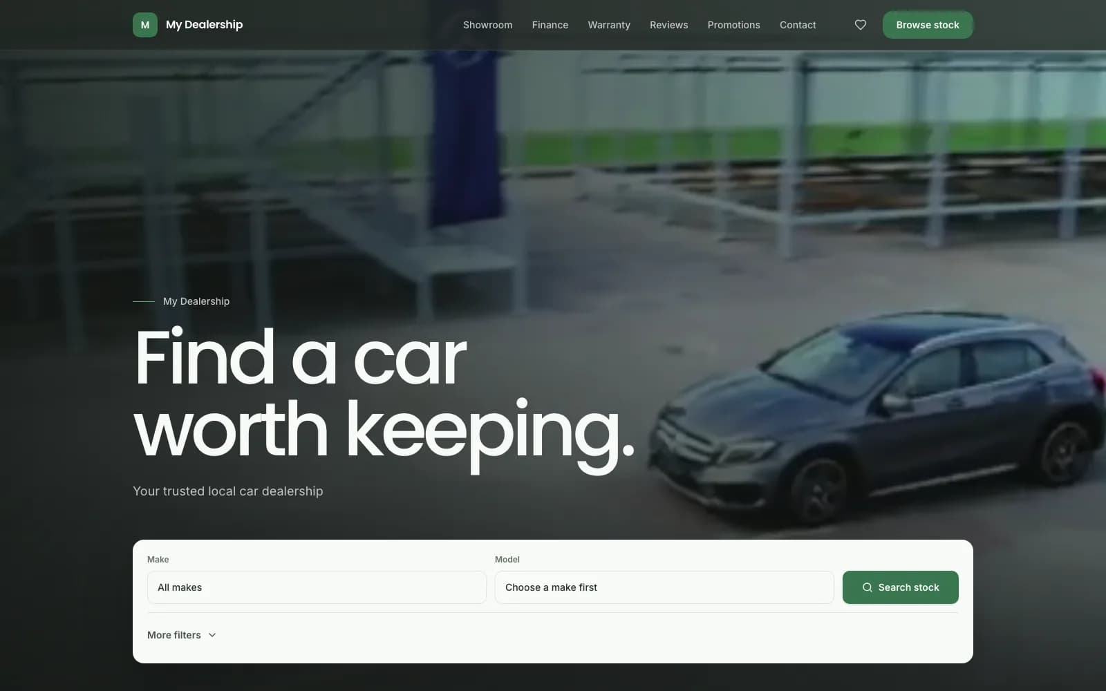 Core car dealership website template