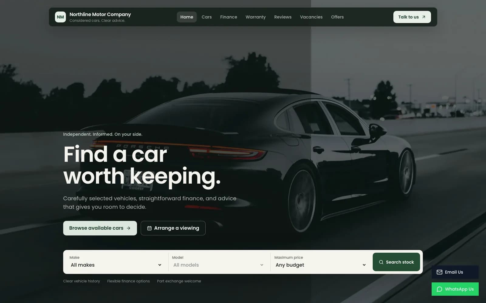 Volt dealership website homepage